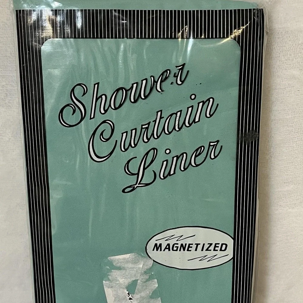Vintage Premium Vinyl Magnetic Shower Curtain Liner Teal Green 70
